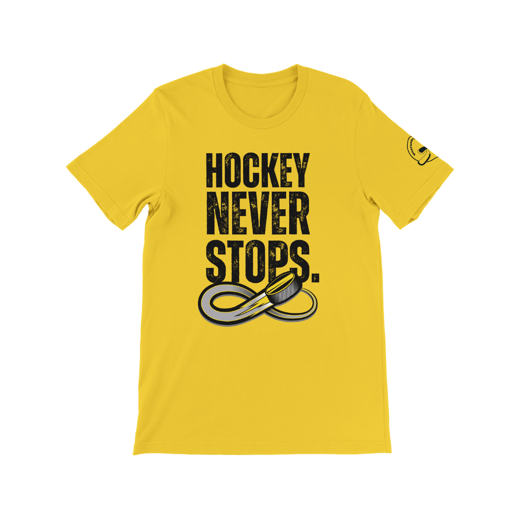 Hockey Never Stops Premium Unisex Crewneck T-shirt