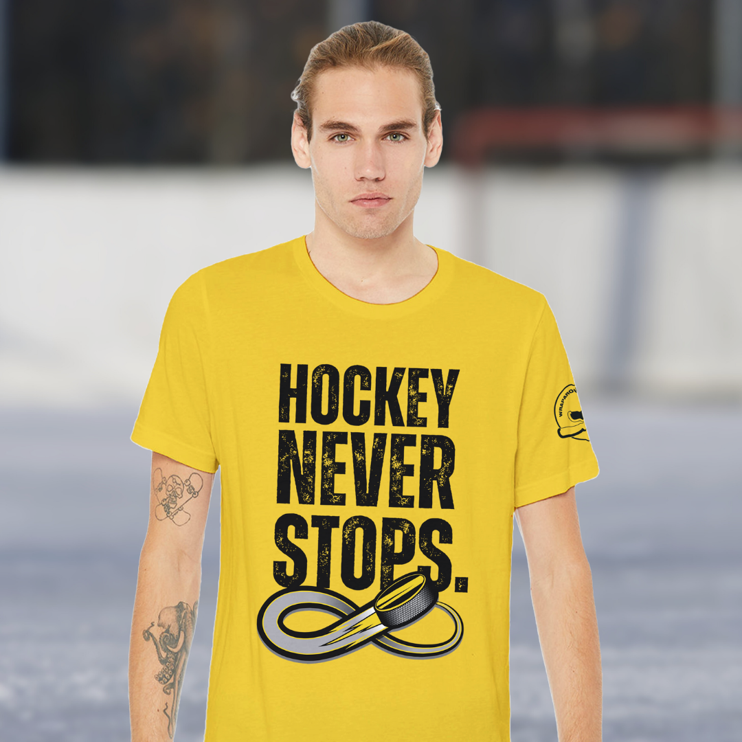 Hockey Never Stops Premium Unisex Crewneck T-shirt